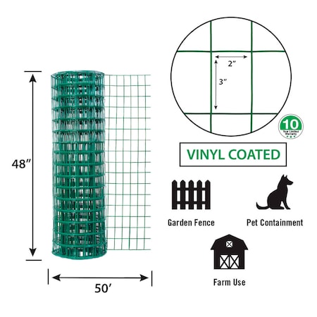 Garden Zone Garden Craft 48 in. H X 50 ft. L Steel Welded Wire Fence 2x3 in. 024850